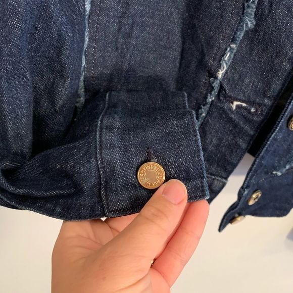 [7FAMK] Denim Raw Edge Jacket - Size Medium - Picture 5 of 6